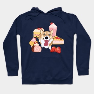 Strawberry Desserts Corgi Hoodie